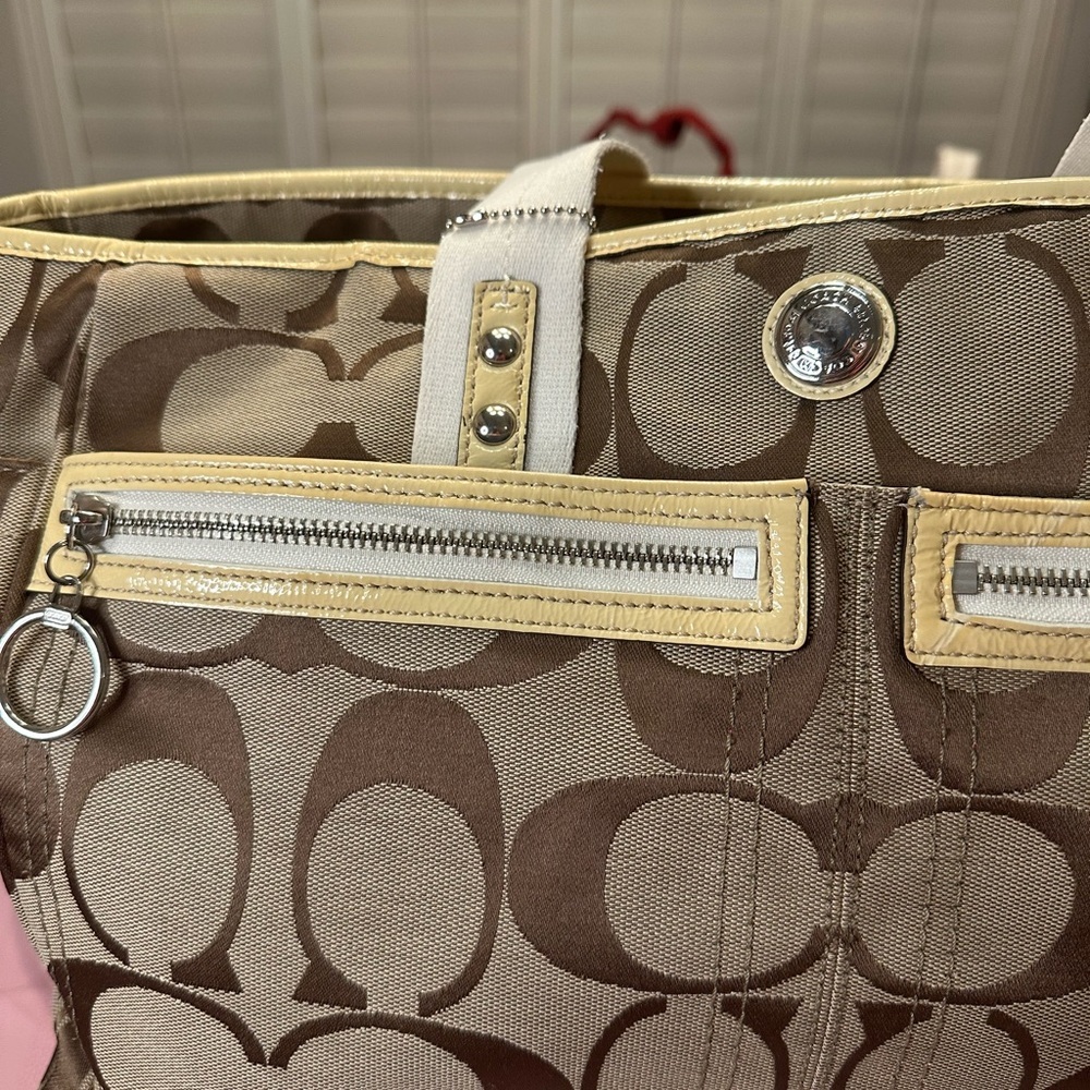 New! Coach Brown Canvas Diaper Bag - Picture 4 of 13